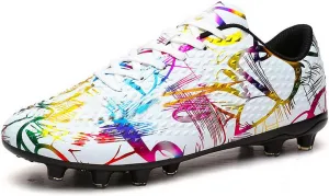 DHOVOR Womens Soccer Cleats Youth High-Top Football Cleats Athletics Football Shoes Outdoor and Indoor Soccer Shoes