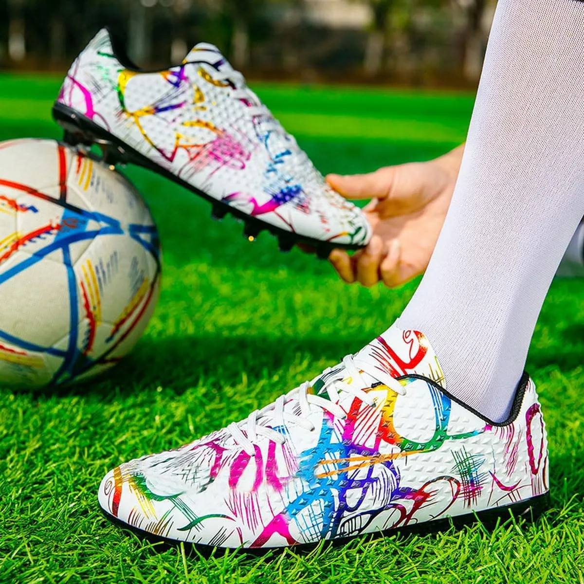 DHOVOR Womens Soccer Cleats Youth High-Top Football Cleats Athletics Football Shoes Outdoor and Indoor Soccer Shoes