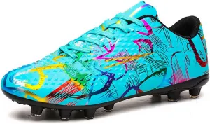 DHOVOR Womens Soccer Cleats Youth High-Top Football Cleats Athletics Football Shoes Outdoor and Indoor Soccer Shoes