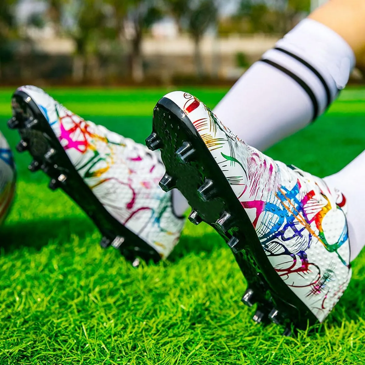 DHOVOR Womens Soccer Cleats Youth High-Top Football Cleats Athletics Football Shoes Outdoor and Indoor Soccer Shoes