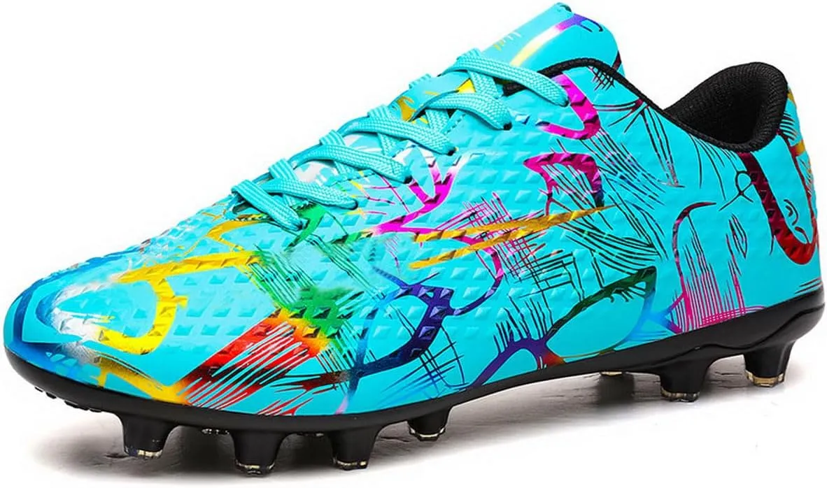 DHOVOR Womens Soccer Cleats Youth High-Top Football Cleats Athletics Football Shoes Outdoor and Indoor Soccer Shoes