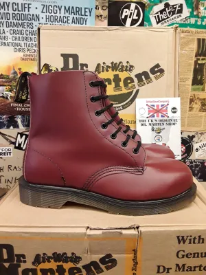 Dr Martens Made in England Cherry Haircell 7 Hole Steel Toe Boots Size 7