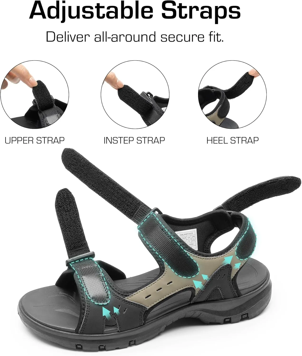DREAM PAIRS Mens Arch Support Hiking Sandals Sport Outdoor Athletic Comfortable Summer Beach Water Sandals