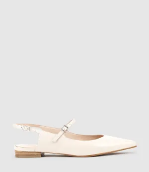 EUGENIA Flat Slingback with Strap in Offwhite Calf