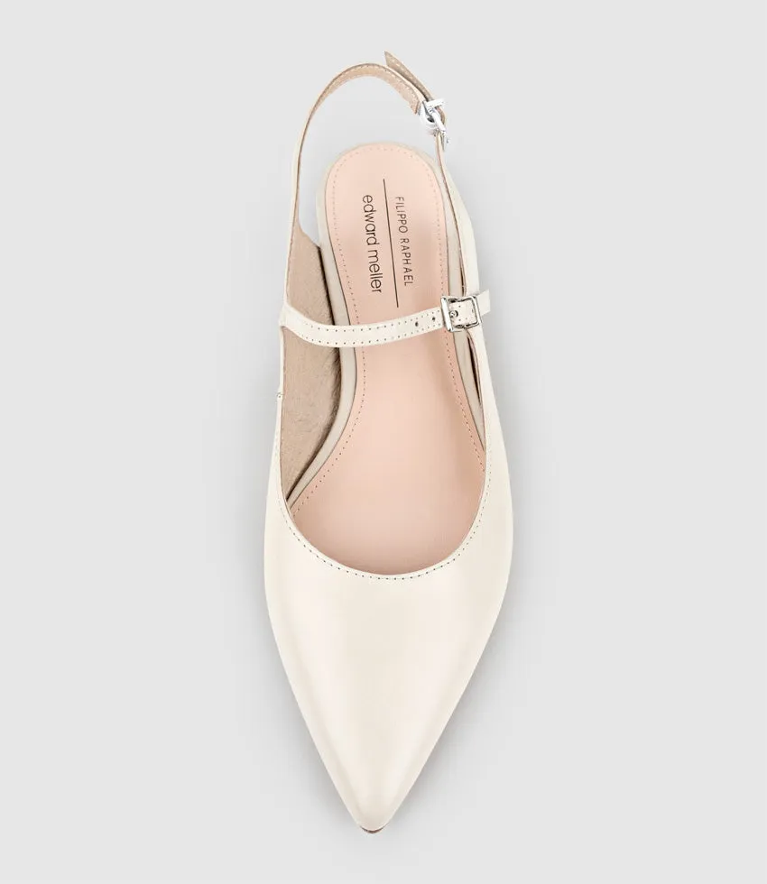 EUGENIA Flat Slingback with Strap in Offwhite Calf