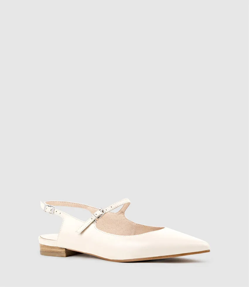 EUGENIA Flat Slingback with Strap in Offwhite Calf