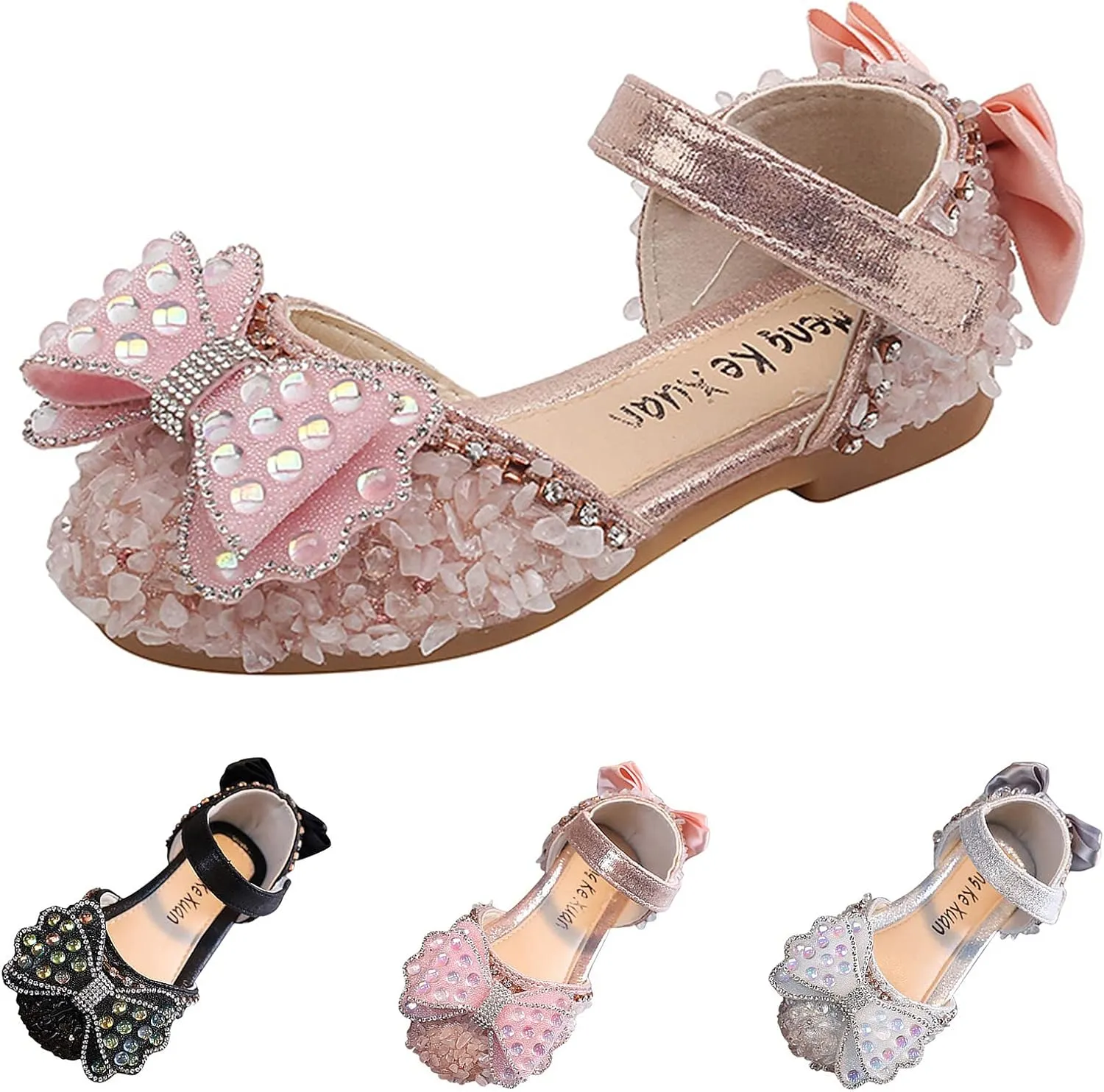 Fashion Spring and Summer Girls Sandals Party Dress Dance Show Princess Shoes Rhinestone Kids Comfortable Sandals (Silver, 2.5-3 Years Toddler)