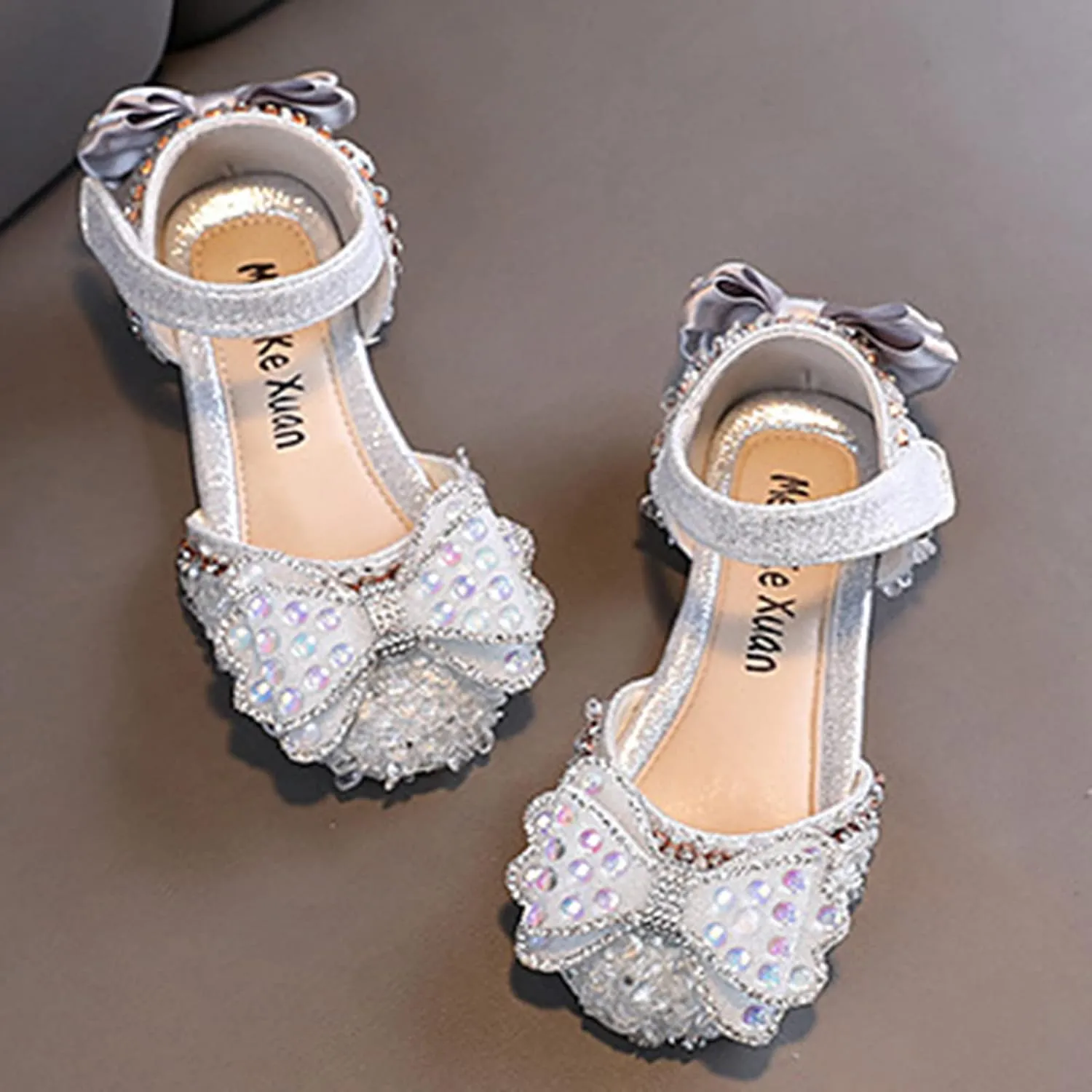 Fashion Spring and Summer Girls Sandals Party Dress Dance Show Princess Shoes Rhinestone Kids Comfortable Sandals (Silver, 2.5-3 Years Toddler)