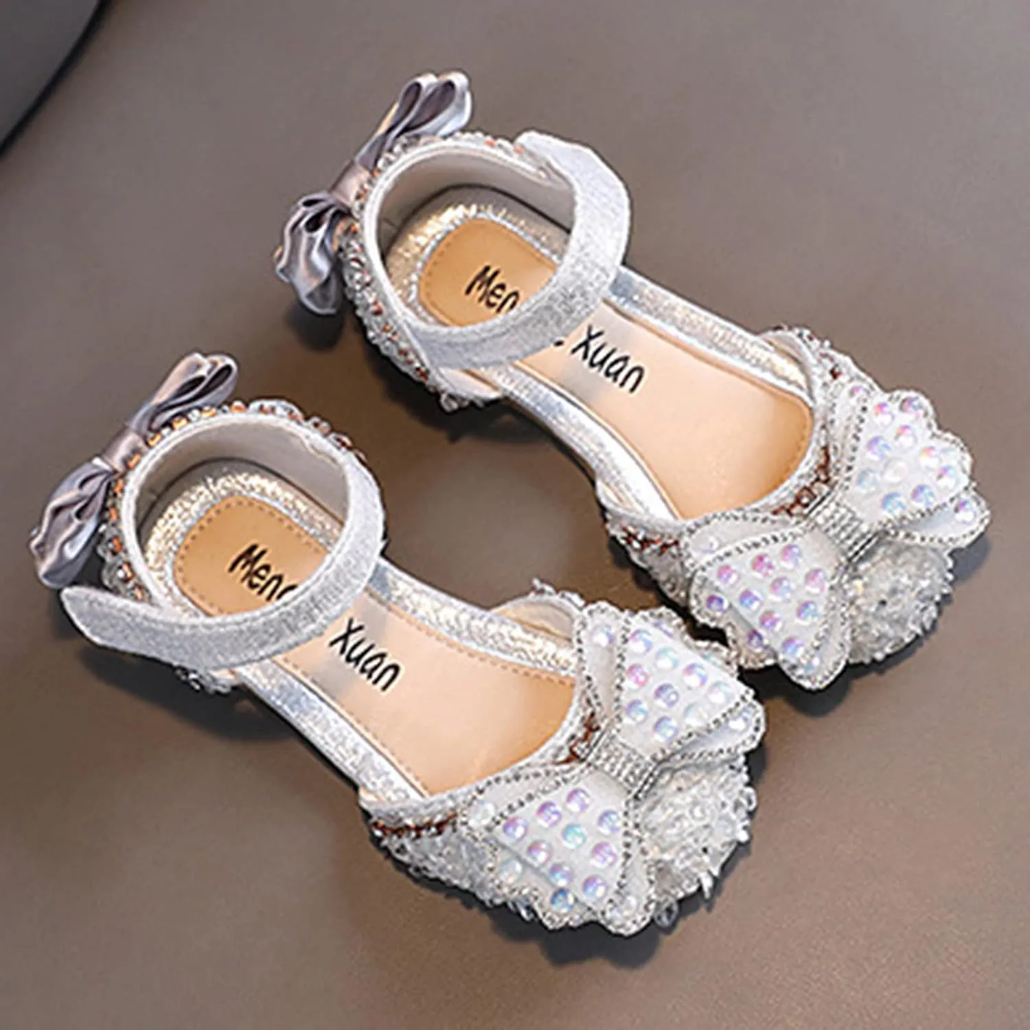 Fashion Spring and Summer Girls Sandals Party Dress Dance Show Princess Shoes Rhinestone Kids Comfortable Sandals (Silver, 2.5-3 Years Toddler)