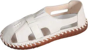 Fisherman Sandals for Women Men Comfort Slip On Flat Sandals Closed Toe Summer Leather Loafters, Hollow Out Breathable Walking Shoes Casual Beach Orthopedic Fisherman Sandal Unisex