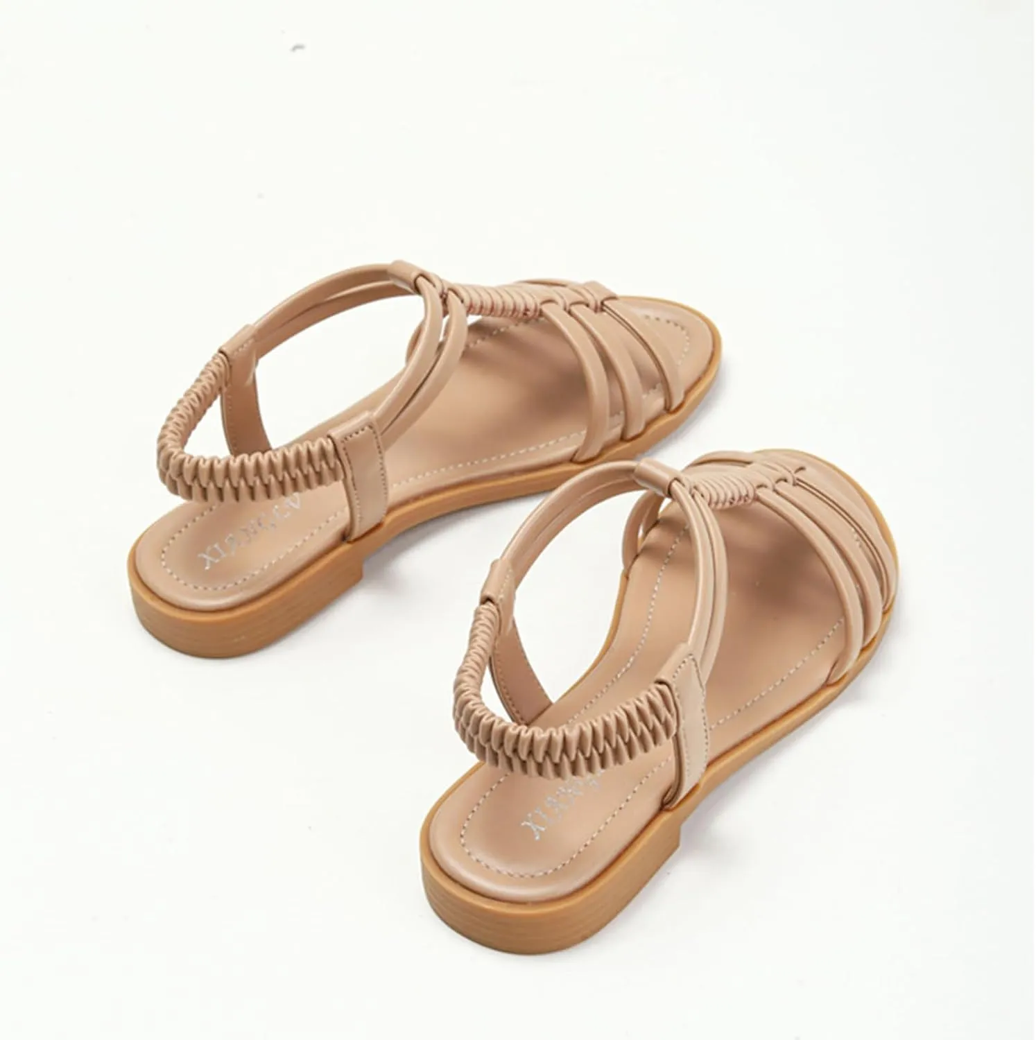 Flat Gladiator Sandals Women Comfortable Hollow Out Slip On Sandals Lightweight Beach Shoes with Adjustable Ankle Strap Slip On Shoes for Summer, Beach, Hiking & Casual Wear
