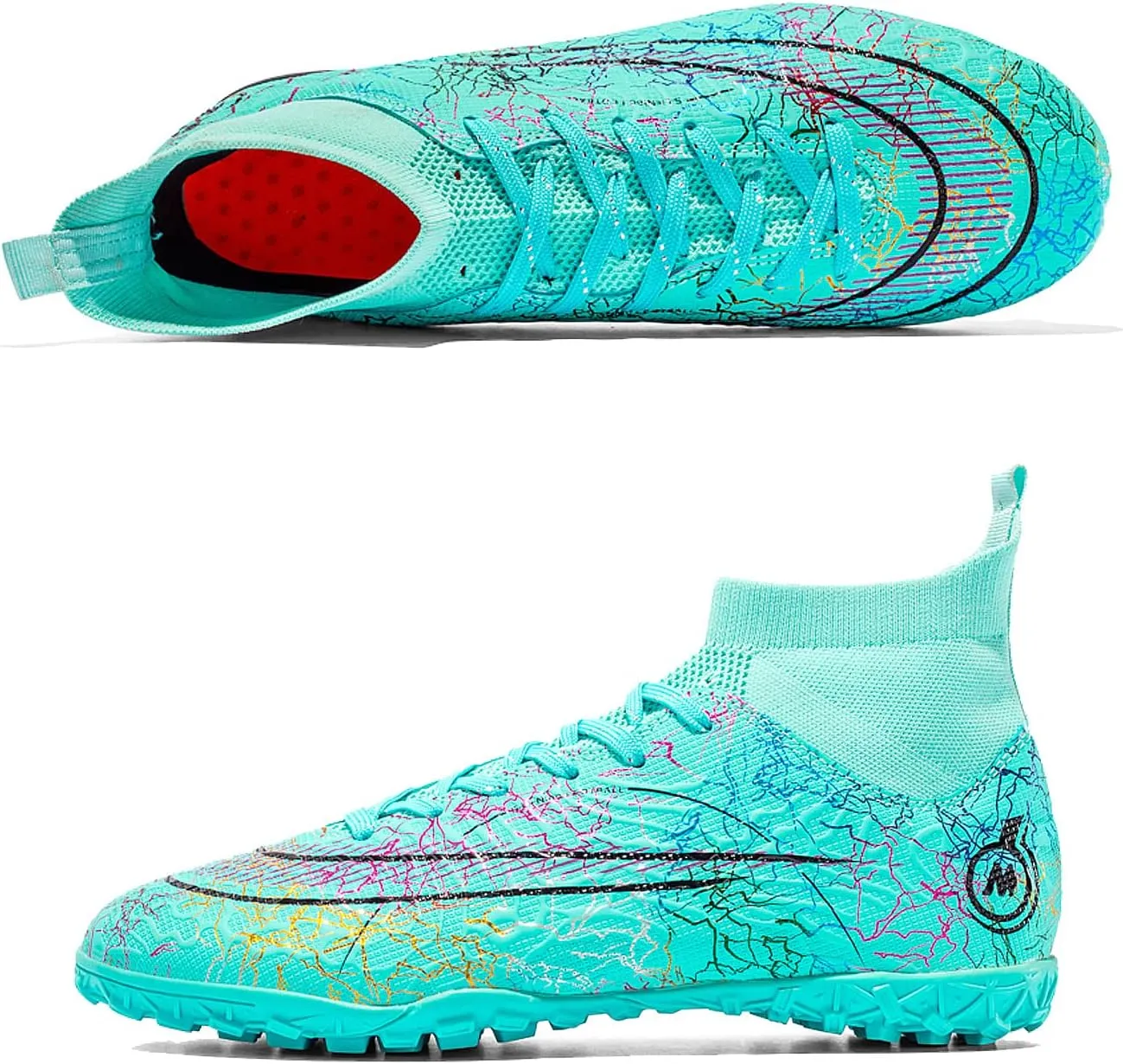 FLIOZY Mens High-Top Soccer Boots Big Kids Professional Training Shoes Athletic Soccer Shoes Turf Shoes Outdoor Football Shoes Sneaker