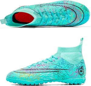 FLIOZY Mens High-Top Soccer Boots Big Kids Professional Training Shoes Athletic Soccer Shoes Turf Shoes Outdoor Football Shoes Sneaker