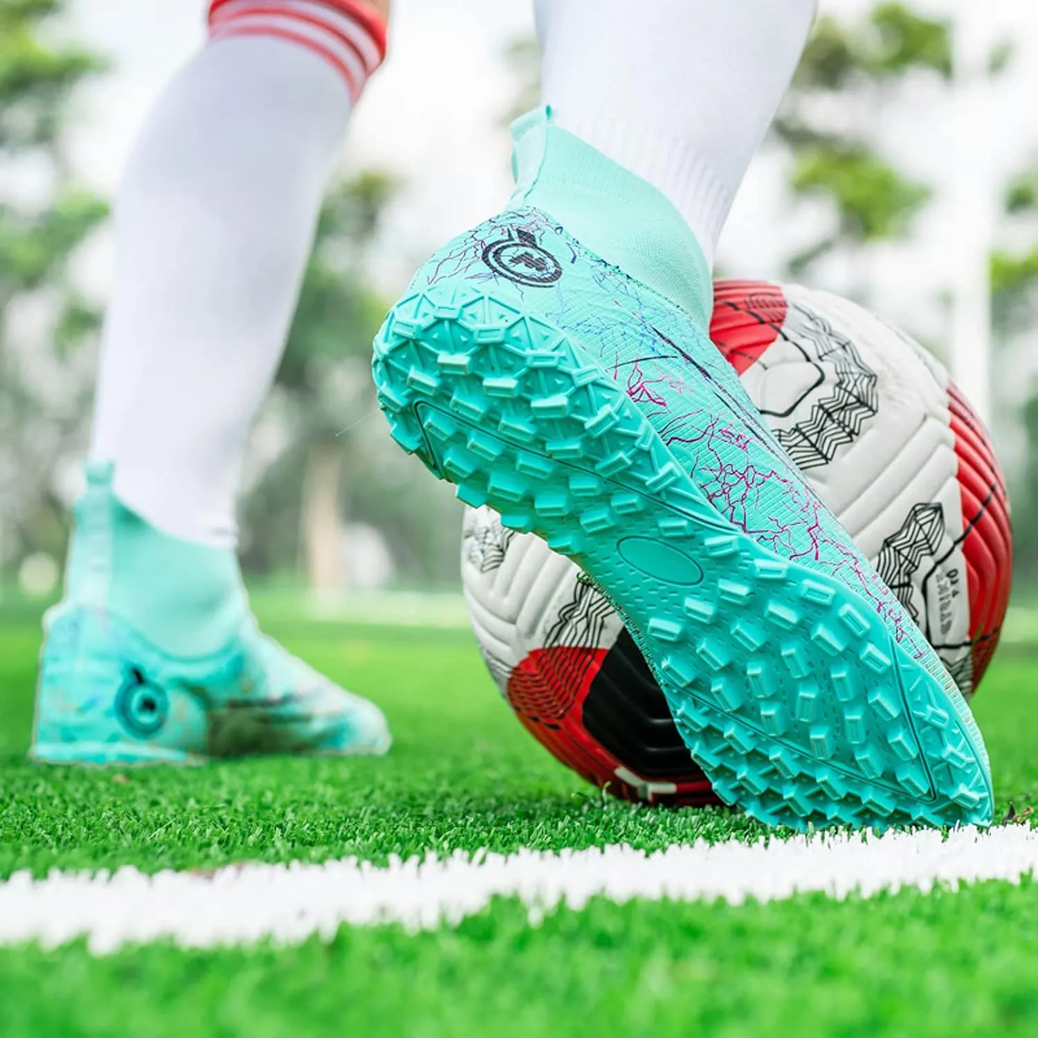 FLIOZY Mens High-Top Soccer Boots Big Kids Professional Training Shoes Athletic Soccer Shoes Turf Shoes Outdoor Football Shoes Sneaker