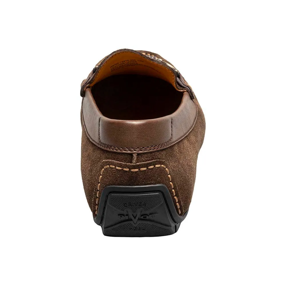 Florsheim Brown Bit Suede and Leather Driver Moc Toe Shoes