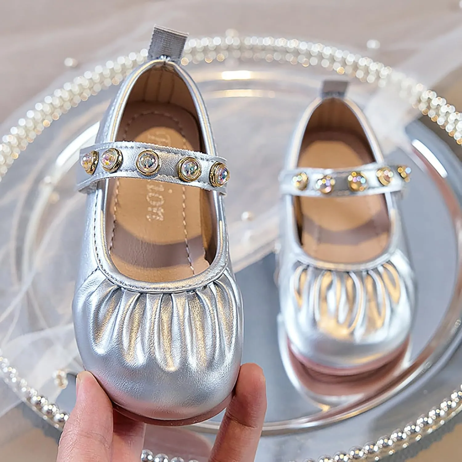 Girls Dress Shoes Toddler Kids Girls Shoes Comfortable Soft Closed Foot Single Sandals Fashionable Casual Princess Sandals Double Slip On Slide