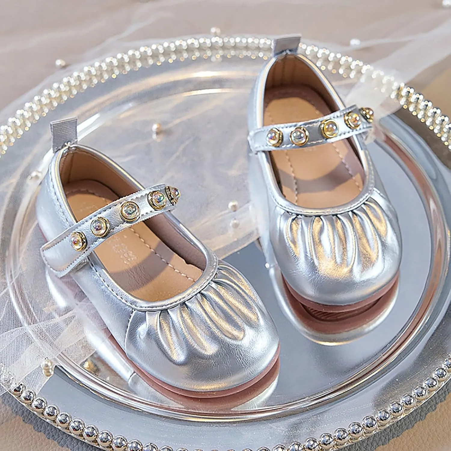 Girls Dress Shoes Toddler Kids Girls Shoes Comfortable Soft Closed Foot Single Sandals Fashionable Casual Princess Sandals Double Slip On Slide
