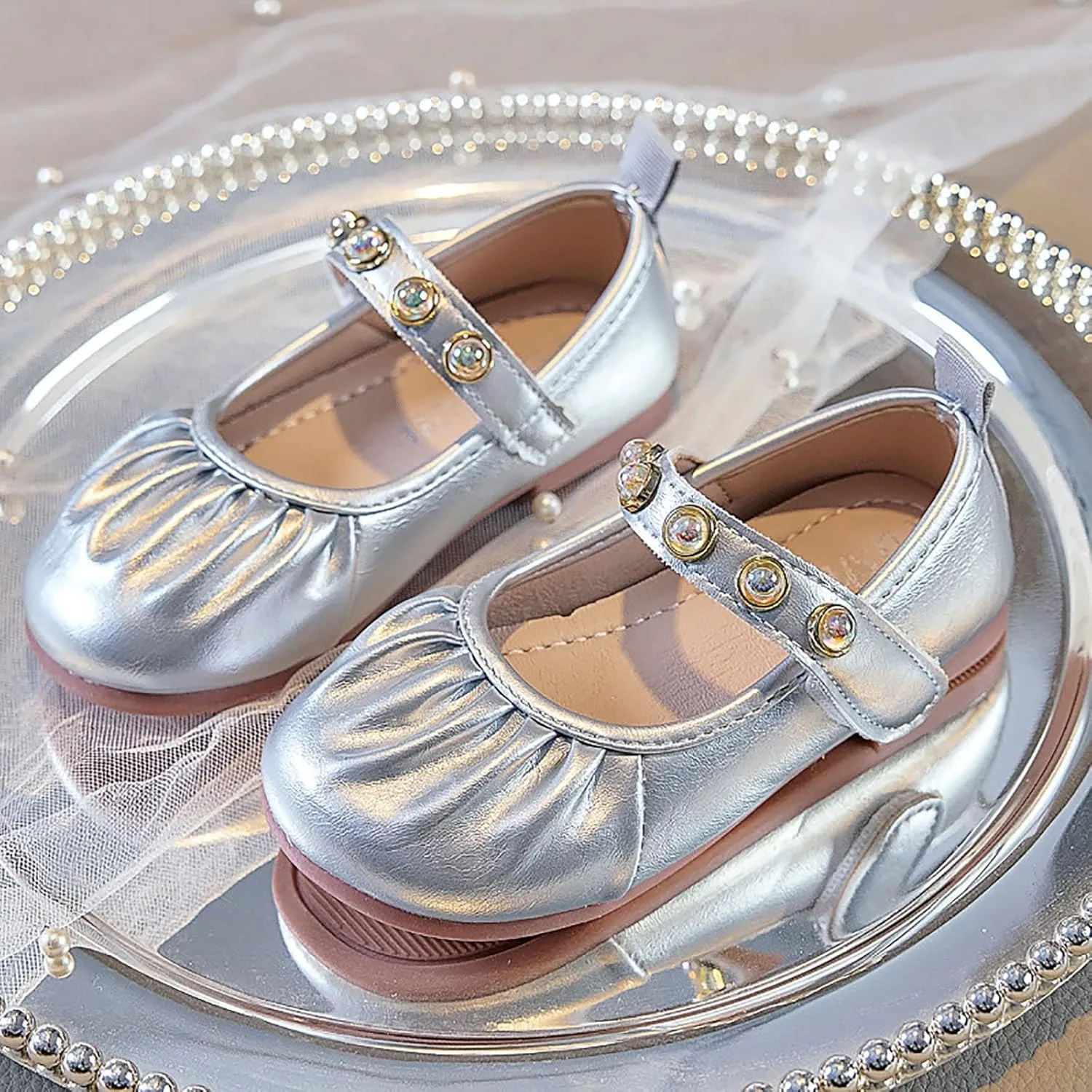 Girls Dress Shoes Toddler Kids Girls Shoes Comfortable Soft Closed Foot Single Sandals Fashionable Casual Princess Sandals Double Slip On Slide