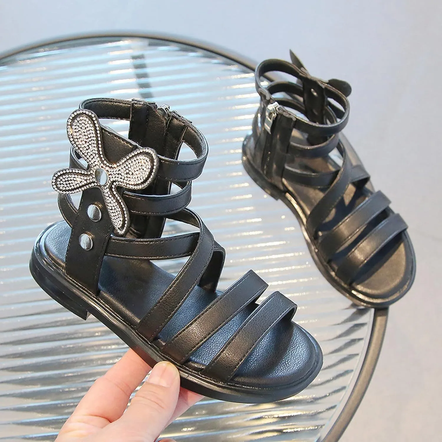Girls Open Toe High Top Side Zipper Slippers 2025 Non-Slip Comfortable Cute Fashion Outdoor Girls Summer Sandals