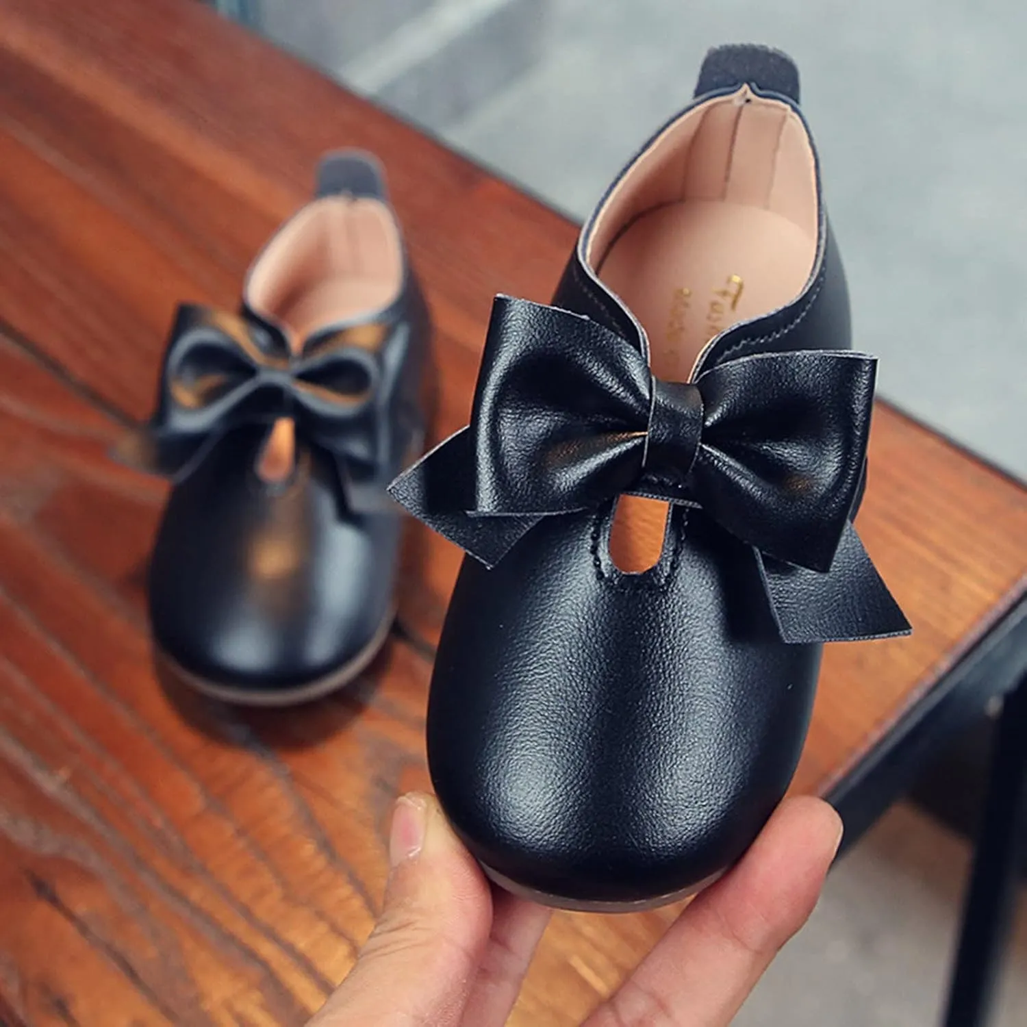 Glittery Boots for Girls Fashion Autumn Girls Casual Shoes Flat Light Hook Loop Solid Color Bow Simple Kid Rain Shoes
