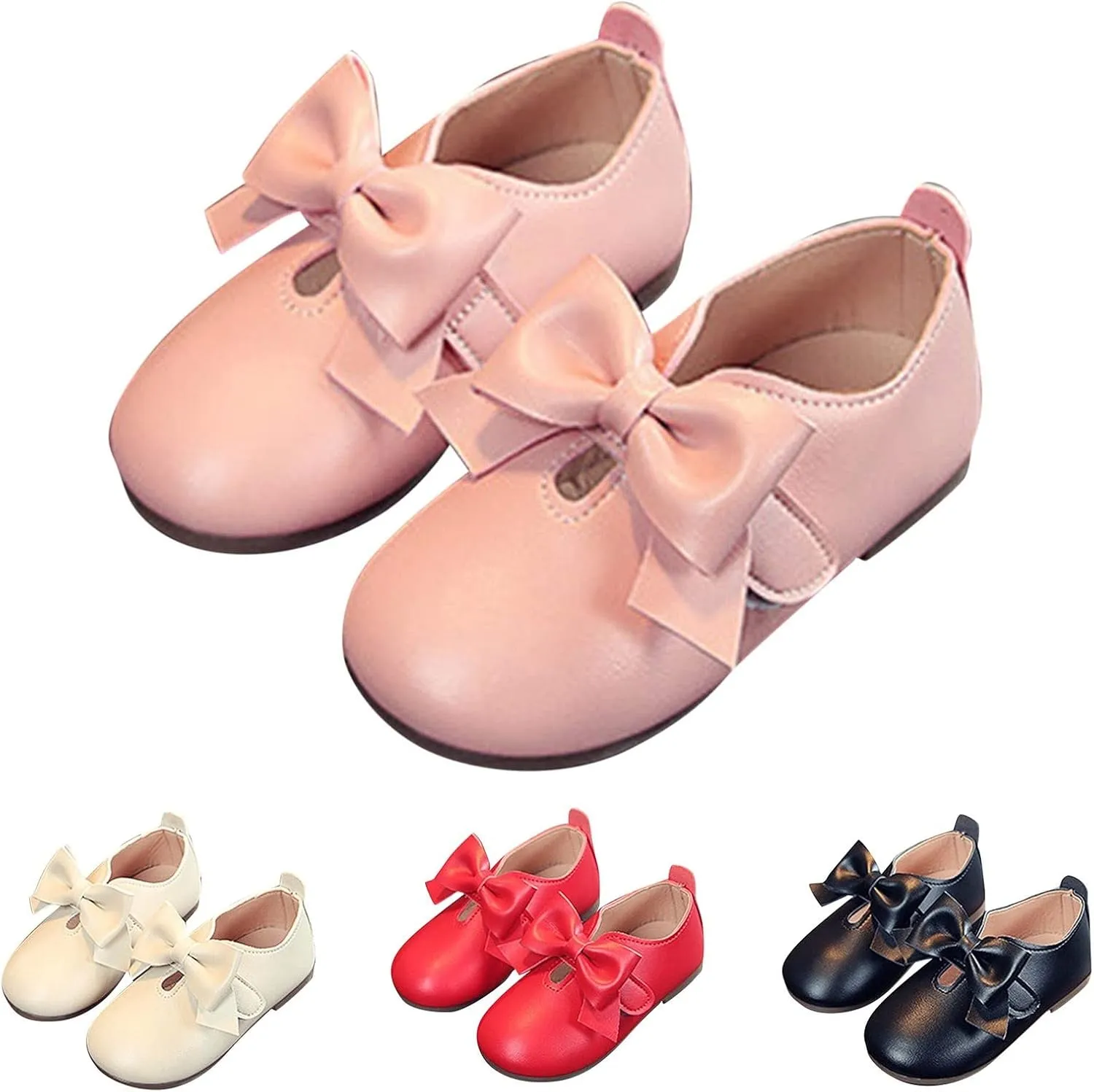 Glittery Boots for Girls Fashion Autumn Girls Casual Shoes Flat Light Hook Loop Solid Color Bow Simple Kid Rain Shoes