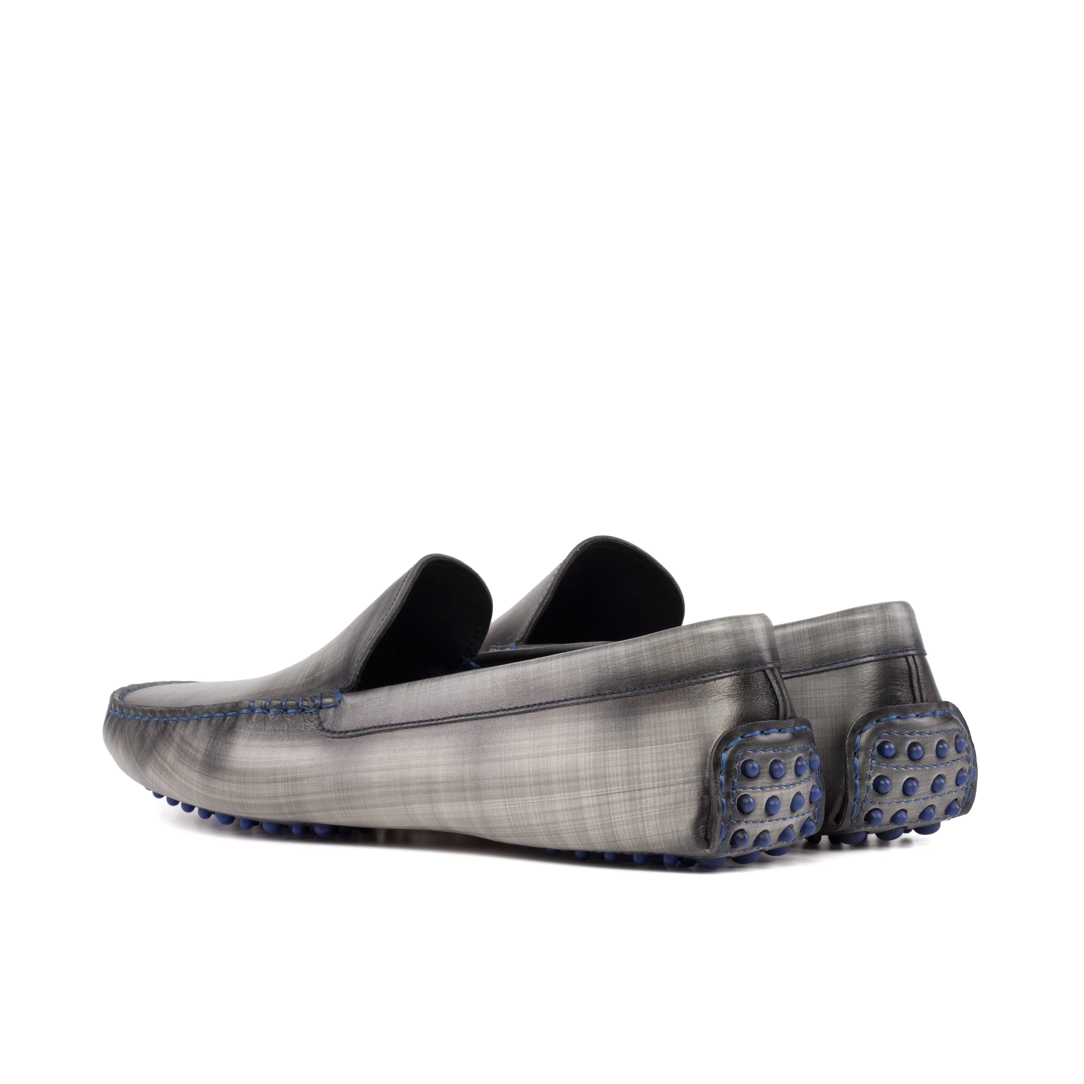 Grey Patina Plain Driving Loafers