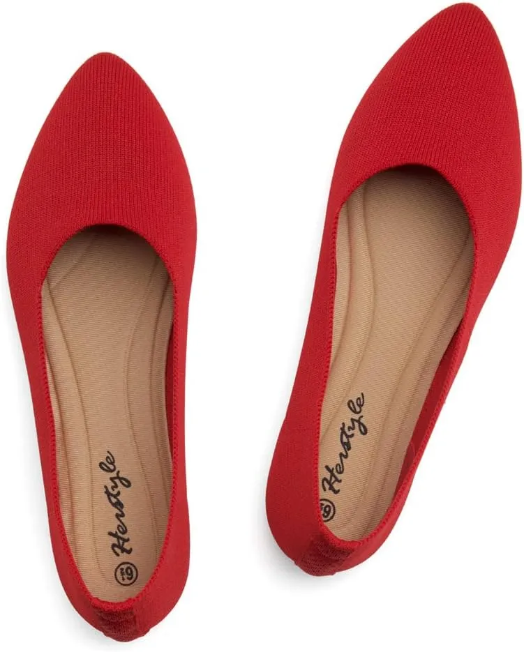 Herstyle Women's Flats  Dressy Pointed Toe Knit Ballet Flat Shoes with Memory Foam | Slip-On, Foldable & Comfortable for Work, Office, Party & Travel (2025 Trend)