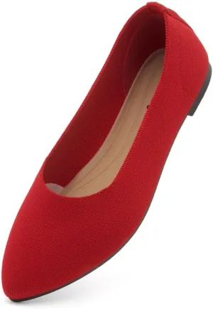 Herstyle Women's Flats  Dressy Pointed Toe Knit Ballet Flat Shoes with Memory Foam | Slip-On, Foldable & Comfortable for Work, Office, Party & Travel (2025 Trend)