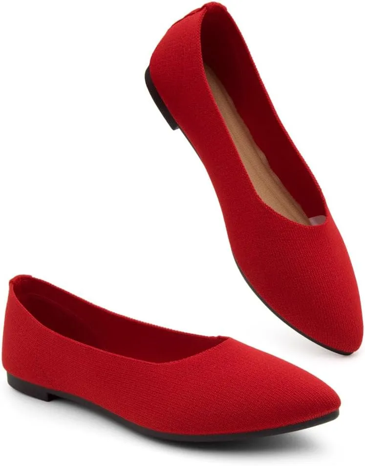 Herstyle Women's Flats  Dressy Pointed Toe Knit Ballet Flat Shoes with Memory Foam | Slip-On, Foldable & Comfortable for Work, Office, Party & Travel (2025 Trend)