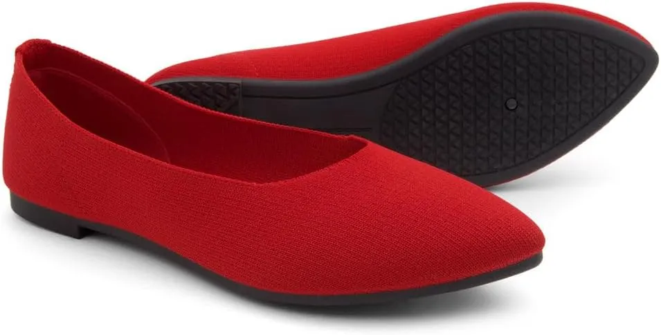 Herstyle Women's Flats  Dressy Pointed Toe Knit Ballet Flat Shoes with Memory Foam | Slip-On, Foldable & Comfortable for Work, Office, Party & Travel (2025 Trend)