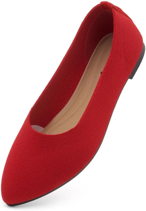 Herstyle Women's Flats  Dressy Pointed Toe Knit Ballet Flat Shoes with Memory Foam | Slip-On, Foldable & Comfortable for Work, Office, Party & Travel (2025 Trend)