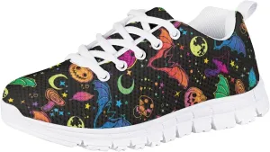 INSTANTARTS Girls Running Shoes Lace Up Mesh Sneakers for Kids Toddler Black White Sole