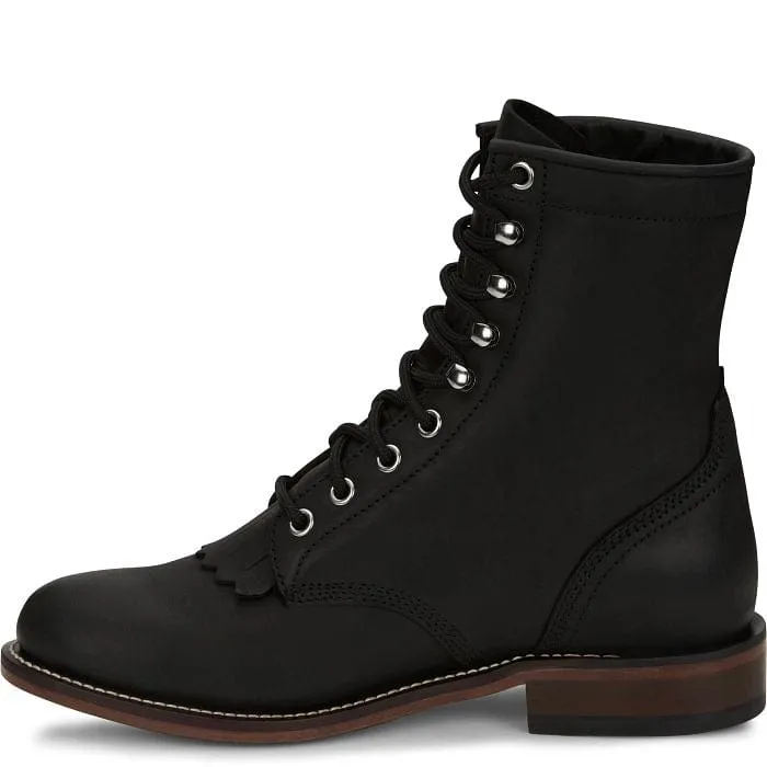 Justin Women's McKean 7" Lace-Up Roper Black