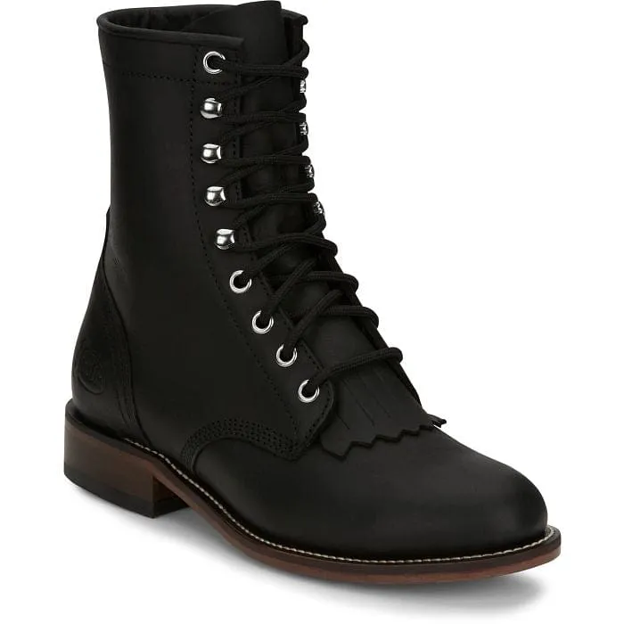 Justin Women's McKean 7" Lace-Up Roper Black