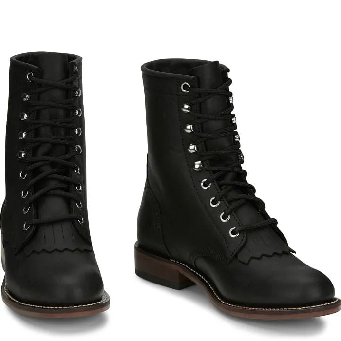 Justin Women's McKean 7" Lace-Up Roper Black