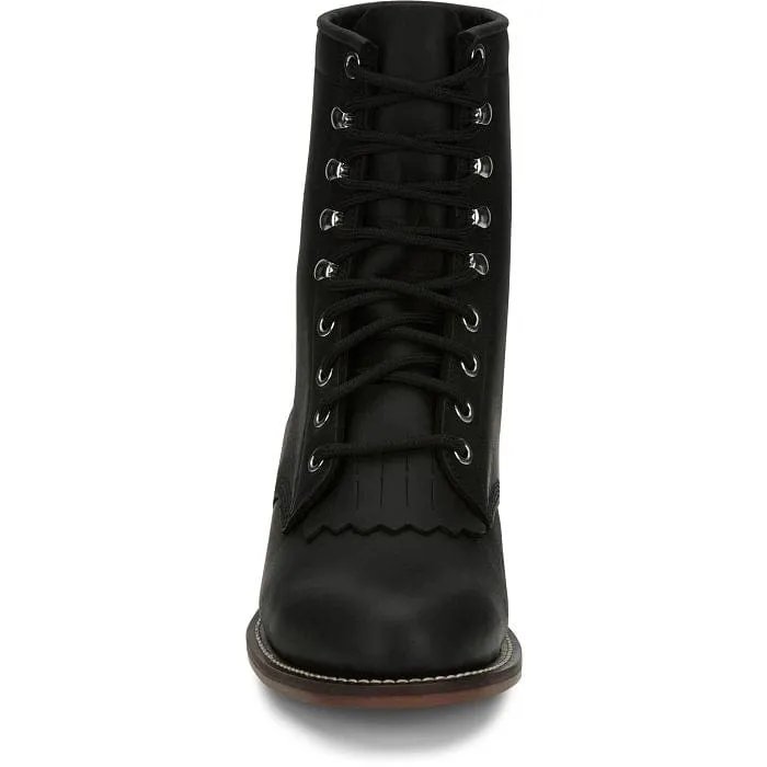 Justin Women's McKean 7" Lace-Up Roper Black