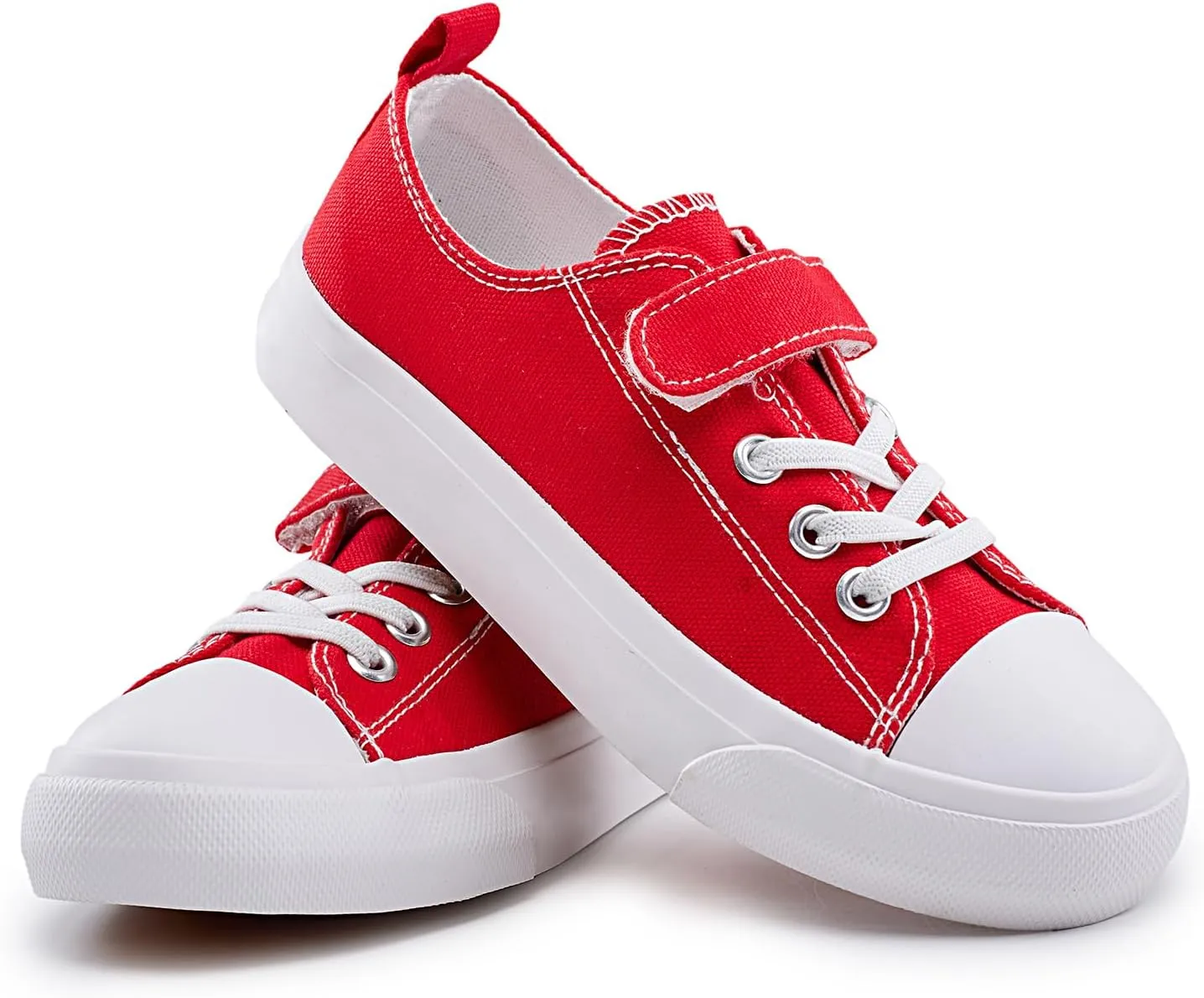Kids Canvas Sneakers Casual Lightweight Toddler Boys and Girls Low Top Adjustable Strap Canvas Shoes