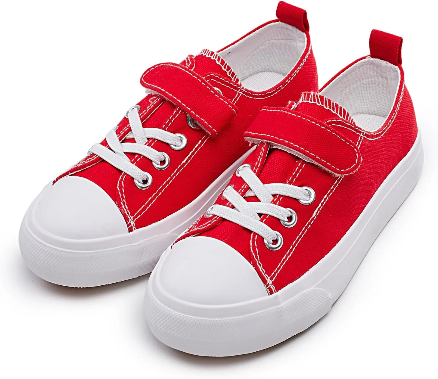 Kids Canvas Sneakers Casual Lightweight Toddler Boys and Girls Low Top Adjustable Strap Canvas Shoes