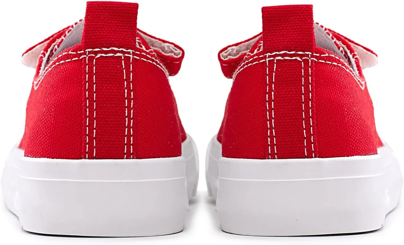 Kids Canvas Sneakers Casual Lightweight Toddler Boys and Girls Low Top Adjustable Strap Canvas Shoes