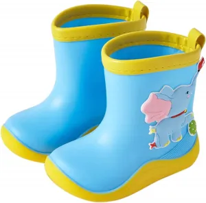 Kids Rain Boots Toddler Cute Cartoon Rain Shoes Infant Waterproof Rubber Mud Boots for Girls Boys with Newborn Booties