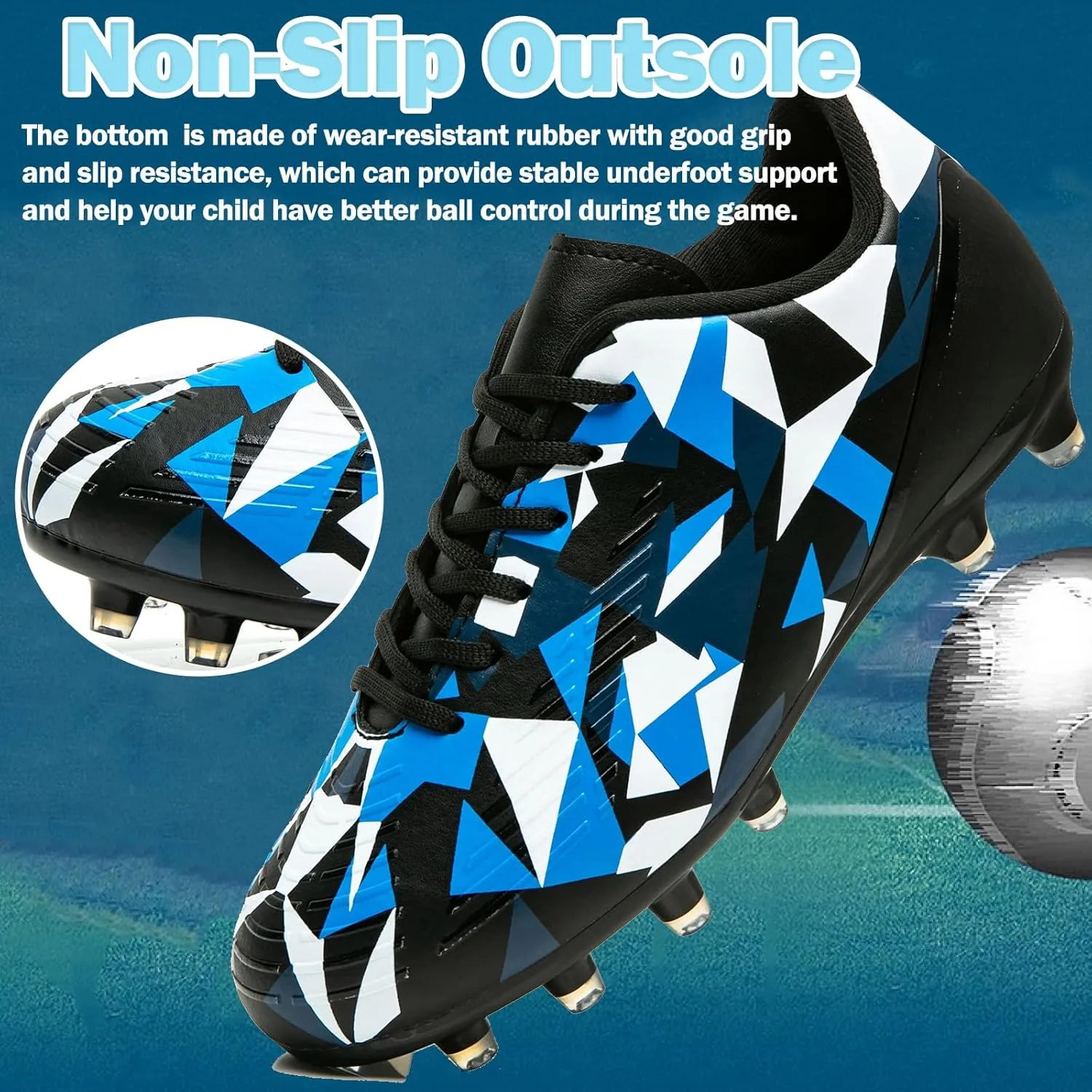 Kids Soccer Cleats Boys Girls Youth Football Cleats for Boys Girls Athletic Outdoor Soccer Shoes Lightweight Teenager Unisex Training Football Shoes for Little and Big Kid