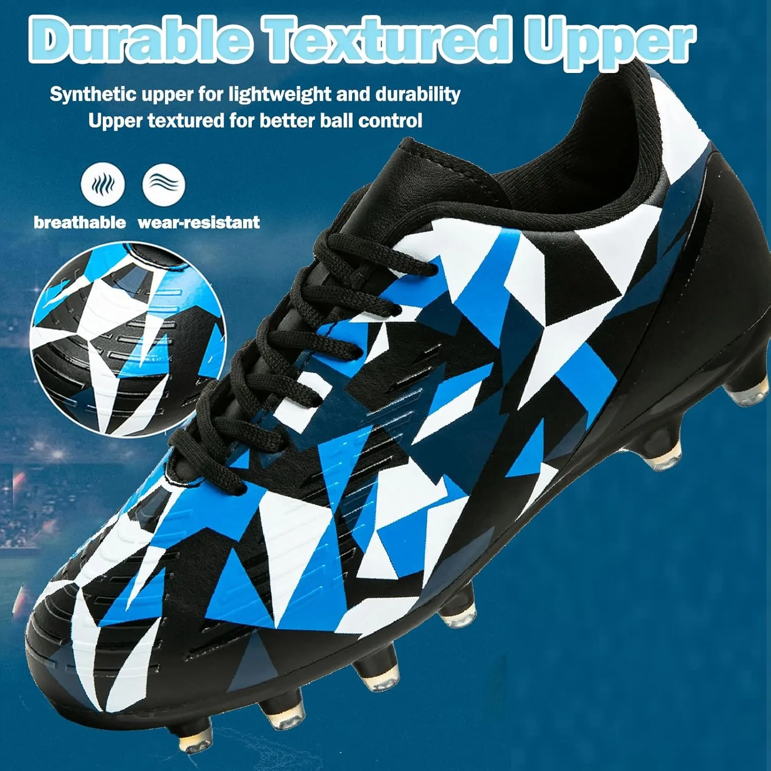 Kids Soccer Cleats Boys Girls Youth Football Cleats for Boys Girls Athletic Outdoor Soccer Shoes Lightweight Teenager Unisex Training Football Shoes for Little and Big Kid