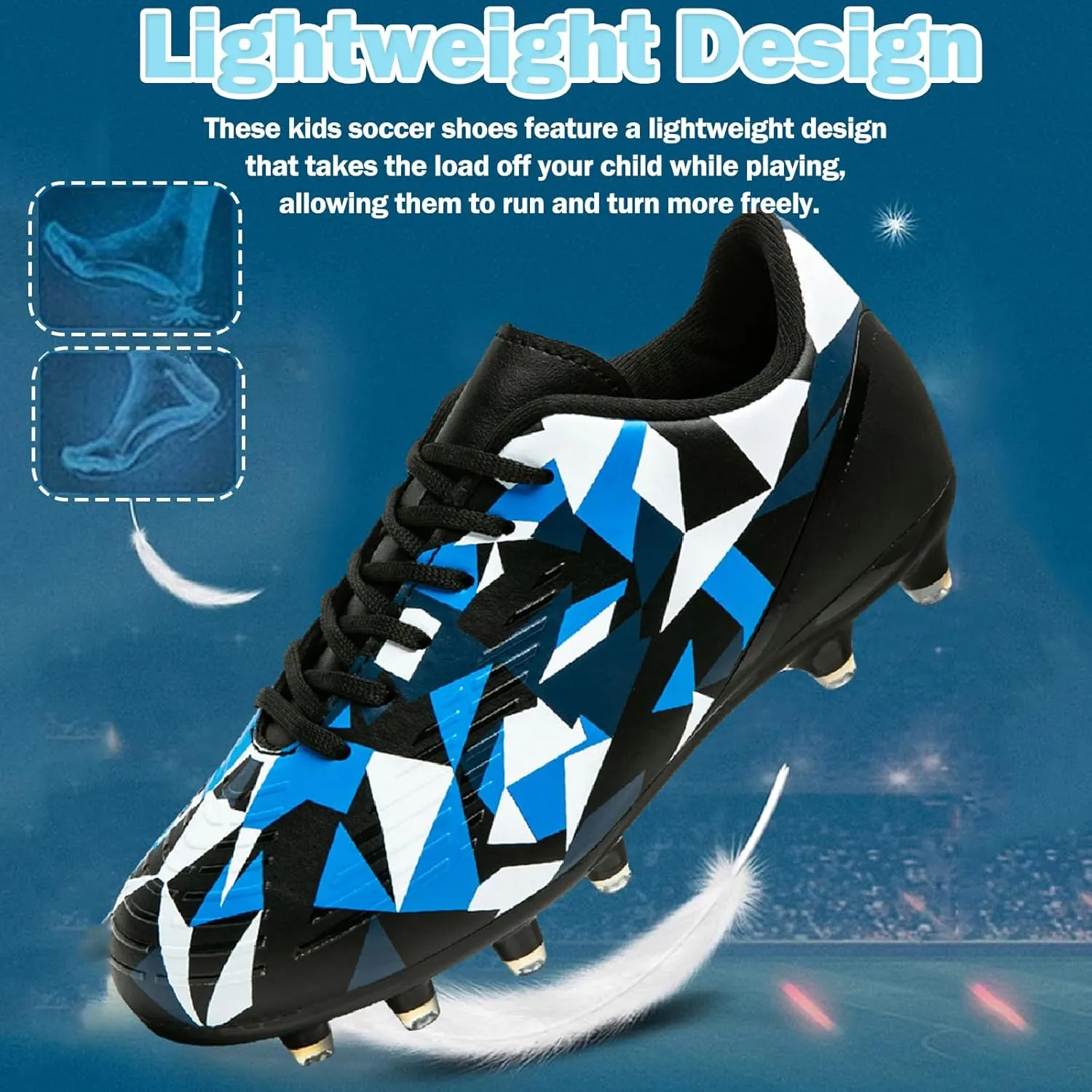 Kids Soccer Cleats Boys Girls Youth Football Cleats for Boys Girls Athletic Outdoor Soccer Shoes Lightweight Teenager Unisex Training Football Shoes for Little and Big Kid