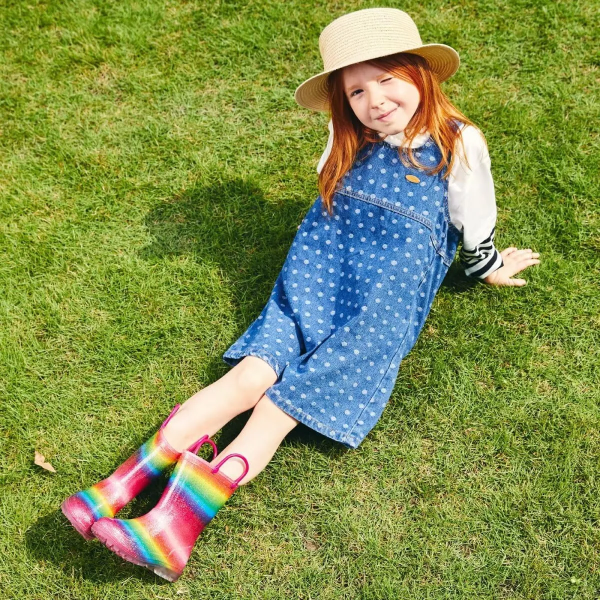 Kids Toddler Rain Boots for Girls Boys Light Up Waterproof Rain Shoes Patterns and Glitter Boot with Easy On Handles