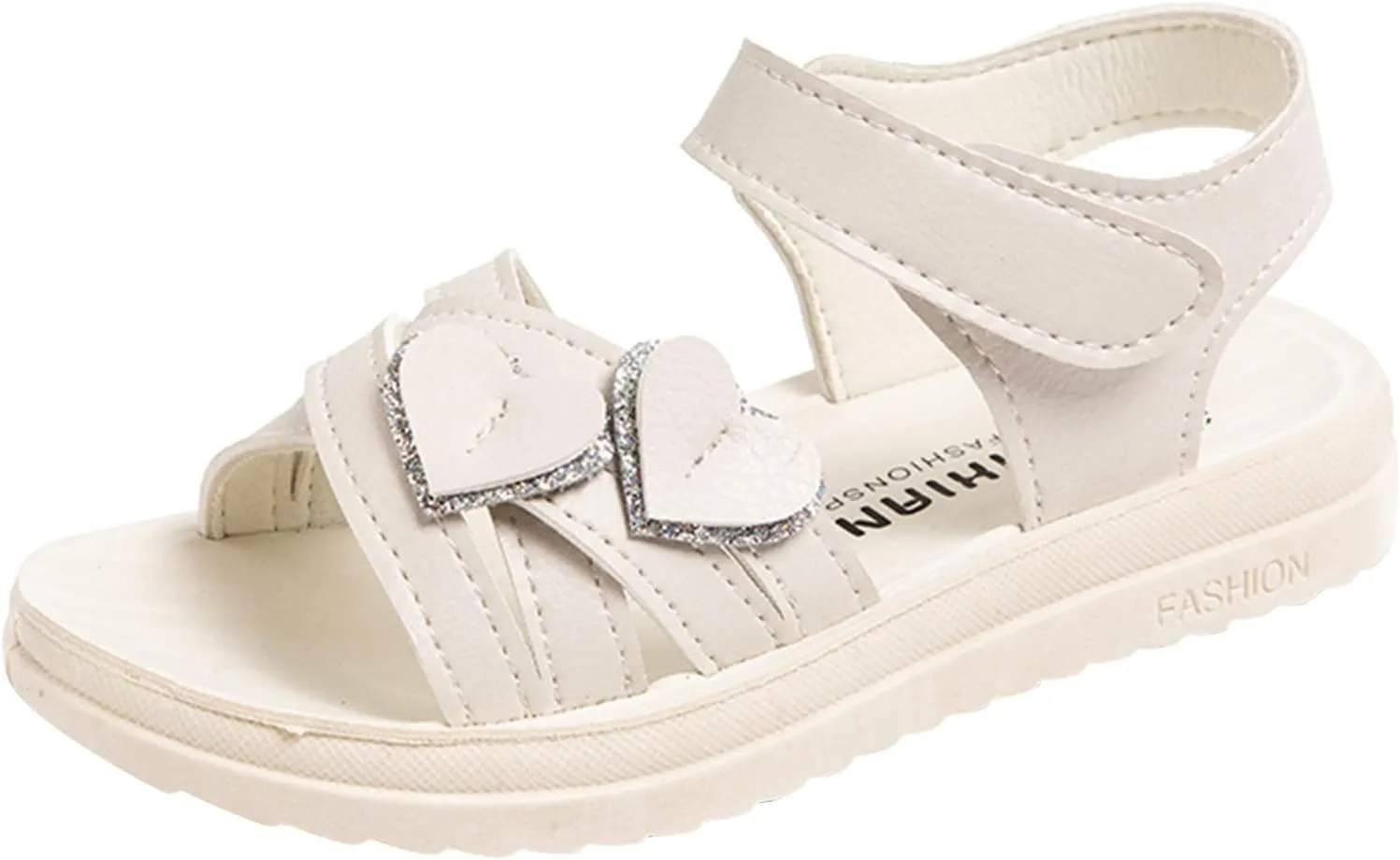 Little Girls Sandals Summer Fashion Open Toe Cute Flat Dress Sandals Thick Sole Soft Sole Comfortable Princess Shoes (White, 3.5-4 Years Toddler)