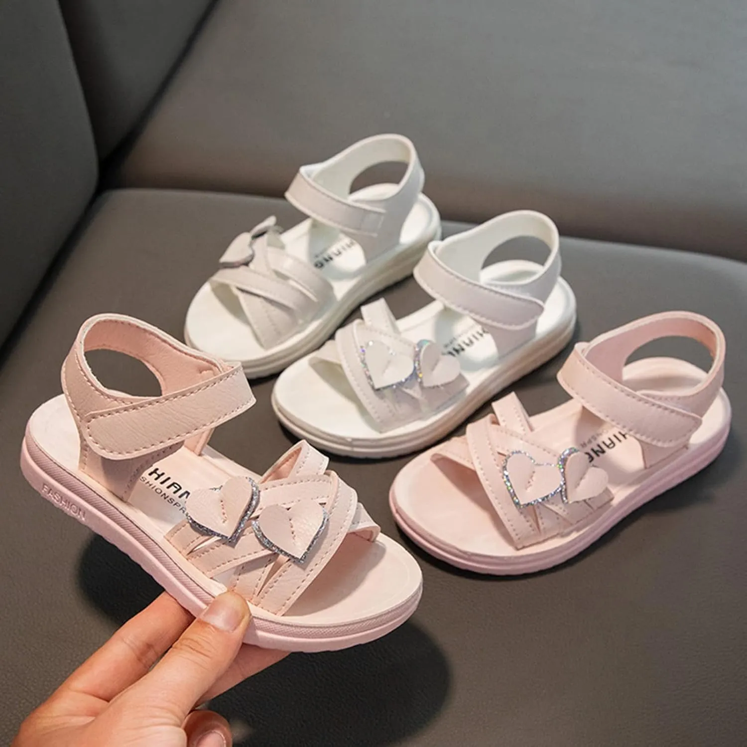 Little Girls Sandals Summer Fashion Open Toe Cute Flat Dress Sandals Thick Sole Soft Sole Comfortable Princess Shoes (White, 3.5-4 Years Toddler)