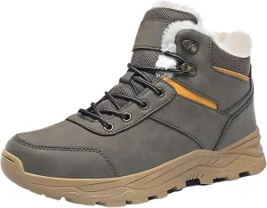 Men Work Boots Slip On Hiking Sneakers Shoes with Fur Lined Working Shoes for Women with Zipper Lightweight Outdoor Botas Mid Ankle Work Casual Hike Grounded Footwear