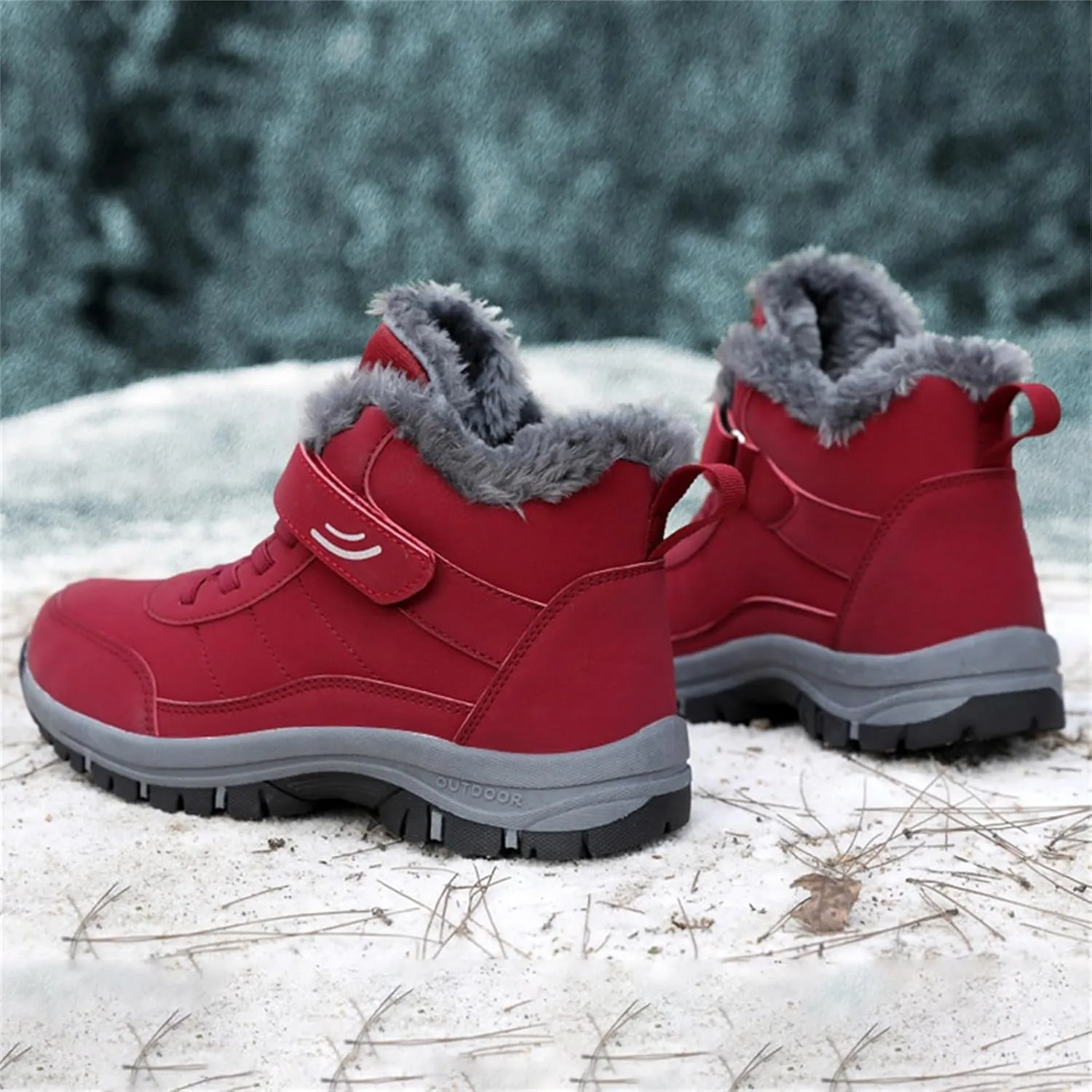 Men Work Boots Soft Toe Hiking Sneakers with Warm Fur Lining Womens Workout Shoes Slip Resistant Waterproof Outdoor Work Botas Lightweight Hike Grounded Footwear