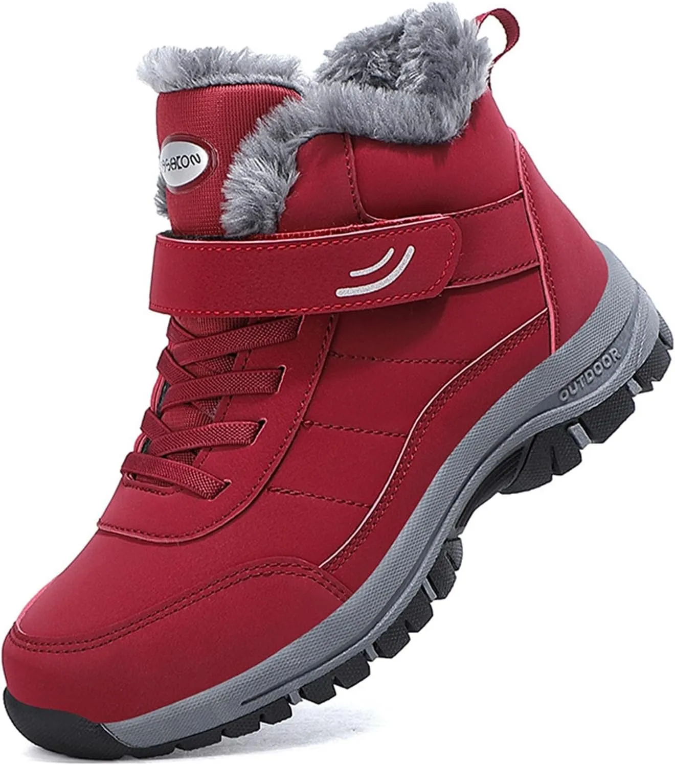 Men Work Boots Soft Toe Hiking Sneakers with Warm Fur Lining Womens Workout Shoes Slip Resistant Waterproof Outdoor Work Botas Lightweight Hike Grounded Footwear