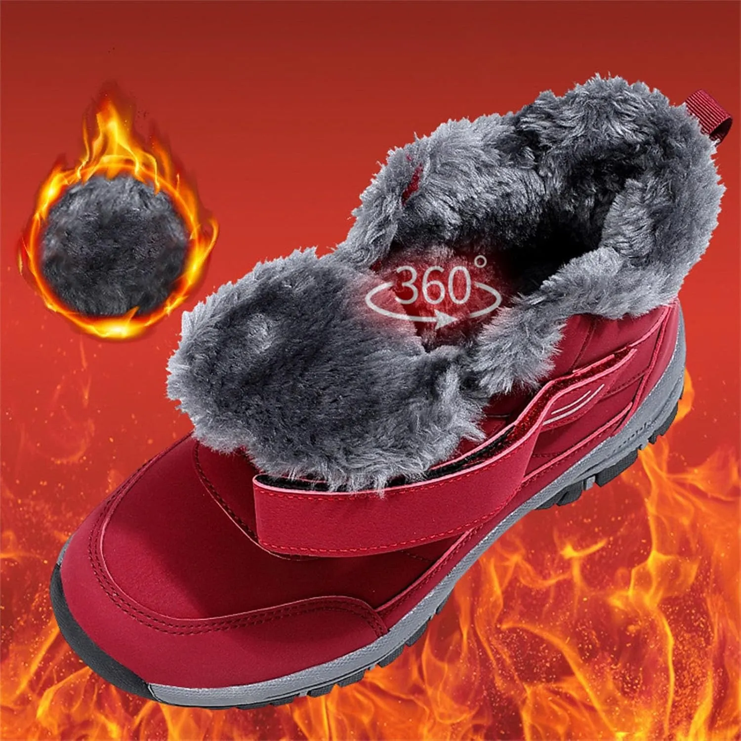 Men Work Boots Soft Toe Hiking Sneakers with Warm Fur Lining Womens Workout Shoes Slip Resistant Waterproof Outdoor Work Botas Lightweight Hike Grounded Footwear